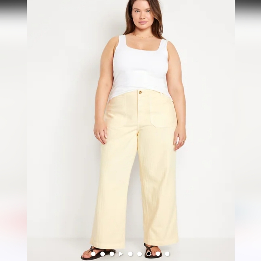 NWT Old Navy Butter Yellow High-Rise Baggy Wide Leg Denim Pants